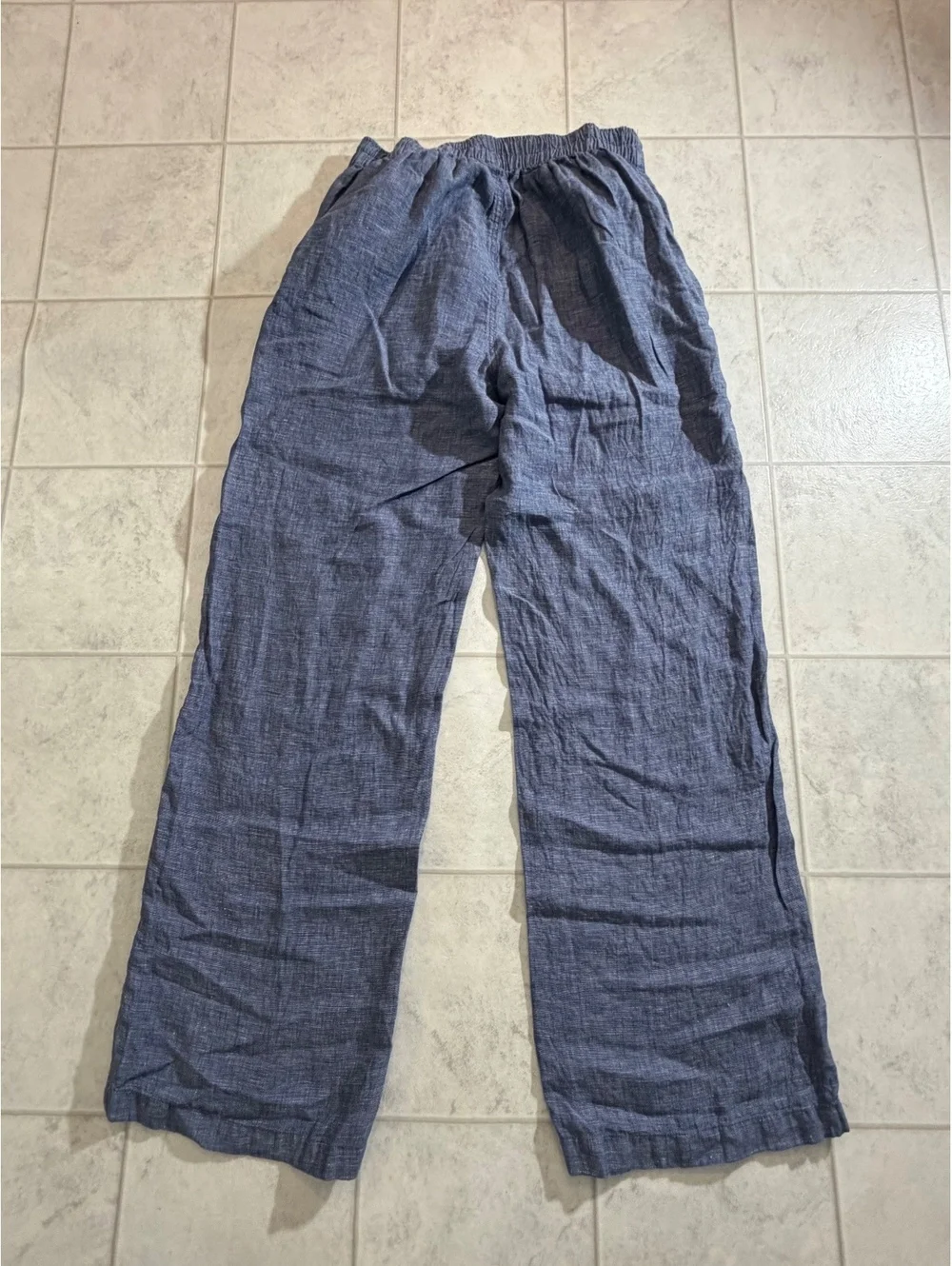 Jones & Co Women's Linen Wide-Leg Pants, Blue, Size L